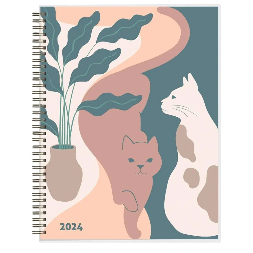 Cat-Themed 2024-2025Planner with Spiral Binding